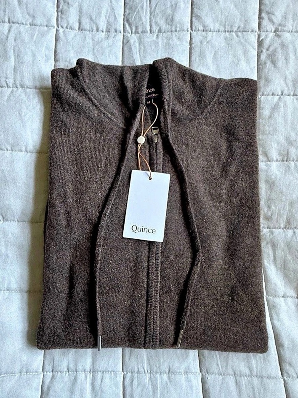Quince Mongolian Cashmere Full-Zip Hoodie Cashmere Full-Zip Hoodie in Brown NWT